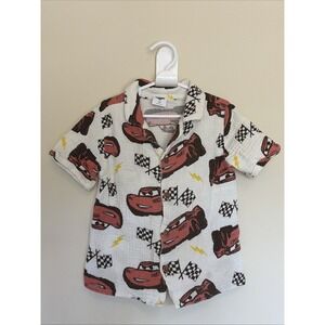 Disney Pixar Cars Lightning McQueen Racing Victory Flag Gauzy Shirt Toddler 4T